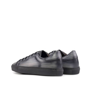Ambrogio Handmade Gray Patina Leather Trainer Sneakers (AMB2398)-AmbrogioShoes
