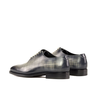 Ambrogio Handmade Gray Patina Leather Wholecut Oxfords (AMB2345)-AmbrogioShoes