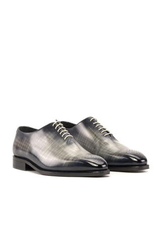 Ambrogio Handmade Gray Patina Leather Wholecut Oxfords (AMB2345)-AmbrogioShoes
