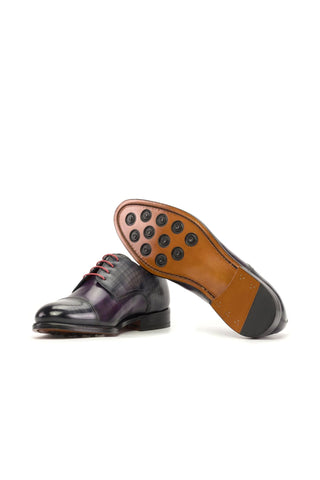 Ambrogio Handmade Gray & Purple Patina Leather Derby (AMB2424)-AmbrogioShoes