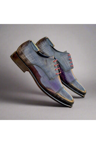 Ambrogio Handmade Gray & Purple Patina Leather Derby (AMB2424)-AmbrogioShoes