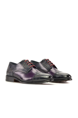 Ambrogio Handmade Gray & Purple Patina Leather Derby (AMB2424)-AmbrogioShoes