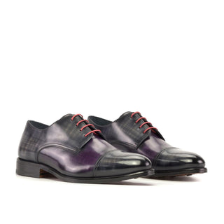 Ambrogio Handmade Gray & Purple Patina Leather Derby (AMB2424)-AmbrogioShoes