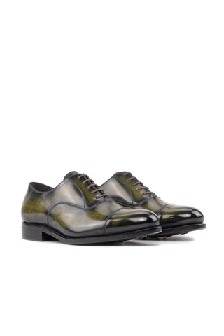 Ambrogio Handmade Khaki Patina Leather Cap-Toe Oxfords (AMB2411)-AmbrogioShoes
