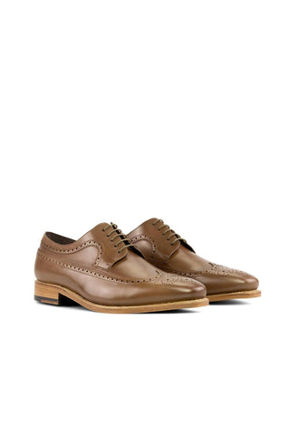 Ambrogio Handmade Light Brown Calf-Skin Leather Longwing Blucher Derby (AMB2310)-AmbrogioShoes