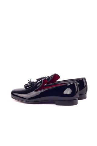 Ambrogio Handmade Men's Handmade Custom Made Shoes Black Patent Wellington Loafers (AMB1326)-AmbrogioShoes