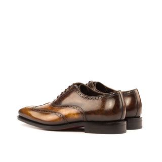 Ambrogio Handmade Men's Handmade Custom Made Shoes Cognac & Brown Patina Leather Full Brogue Oxfords(AMB1269)-AmbrogioShoes