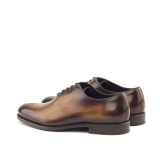 Ambrogio Handmade Men's Handmade Custom Made Shoes Cognac Patina Leather Oxfords (AMB1290)-AmbrogioShoes