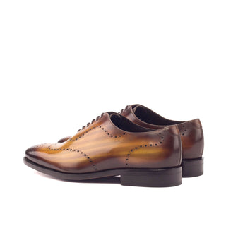 Ambrogio Handmade Men's Handmade Custom Made Shoes Cognac Patina Leather Oxfords (AMB1300)-AmbrogioShoes
