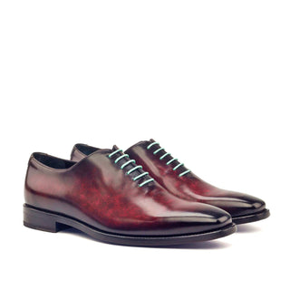 Ambrogio Handmade Men's Handmade Custom Made Shoes Gray & Burgundy Patina Leather Oxfords (AMB1294)-AmbrogioShoes