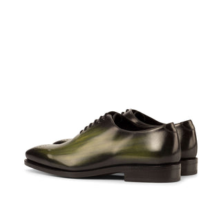 Ambrogio Handmade Men's Handmade Custom Made Shoes Green Patina Leather Oxfords (AMB1288)-AmbrogioShoes