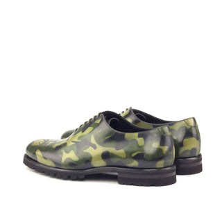 Ambrogio Handmade Men's Handmade Custom Made Shoes Khaki Green Camo Patina Leather Oxfords (AMB1303)-AmbrogioShoes