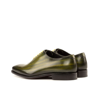 Ambrogio Handmade Men's Handmade Custom Made Shoes Khaki Green Patina Leather Oxfords (AMB1307)-AmbrogioShoes