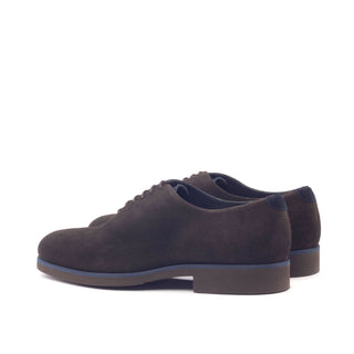 Ambrogio Handmade Men's Handmade Custom Made Shoes Navy & Brown Lux Suede Leather Oxfords (AMB1289)-AmbrogioShoes