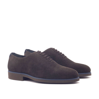 Ambrogio Handmade Men's Handmade Custom Made Shoes Navy & Brown Lux Suede Oxfords (AMB1289)-AmbrogioShoes