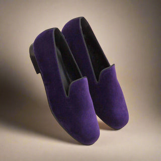 Ambrogio Handmade Men's Handmade Custom Made Shoes Purple Velvet Wellington Loafers (AMB1310)-AmbrogioShoes