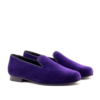 Ambrogio Handmade Men's Handmade Custom Made Shoes Purple Velvet Wellington Loafers (AMB1310)-AmbrogioShoes
