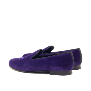 Ambrogio Handmade Men's Handmade Custom Made Shoes Purple Velvet Wellington Slip-On Loafers (AMB1316)-AmbrogioShoes