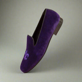 Ambrogio Handmade Men's Handmade Custom Made Shoes Purple Velvet Wellington Slip-On Loafers (AMB1316)-AmbrogioShoes