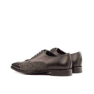 Ambrogio Handmade Men's Handmade Custom Shoes Black Fabric / Full Grain / Calf-Skin Leather Derby (AMB1491)-AmbrogioShoes