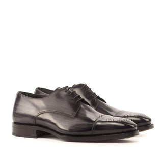 Ambrogio Handmade Men's Handmade Custom Shoes Gray Patina Leather Derby (AMB1736)-AmbrogioShoes