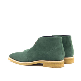 Ambrogio Handmade Men's Handmade Custom Shoes Green Suede Leather Chukka Boots (AMB1342)-AmbrogioShoes