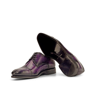 Ambrogio Handmade Men's Handmade Custom Shoes Purple Patina Leather Derby (AMB1465)-AmbrogioShoes
