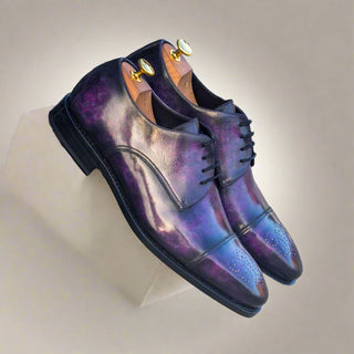Ambrogio Handmade Men's Handmade Custom Shoes Purple Patina Leather Derby (AMB1465)-AmbrogioShoes