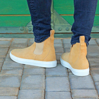 Ambrogio Handmade Men's Handmade Custom Shoes Sand Lux Suede Leather Chelsea Sneakers (AMB1849)-AmbrogioShoes