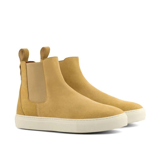 Ambrogio Handmade Men's Handmade Custom Shoes Sand Lux Suede Leather Chelsea Sneakers (AMB1849)-AmbrogioShoes