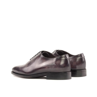 Ambrogio Handmade Men's Shoes Aubergine Patina Leather Whole-cut Oxfords (AMB2367)-AmbrogioShoes
