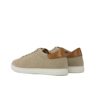 Ambrogio Handmade Men's Shoes Beige Canvas Trainer (AMB2287)-AmbrogioShoes
