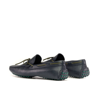 Ambrogio Handmade Men's Shoes Black Full-Grain Leather Driver Loafers (AMB2394)-AmbrogioShoes