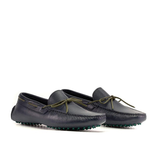 Ambrogio Handmade Men's Shoes Black Full-Grain Leather Driver Loafers (AMB2394)-AmbrogioShoes