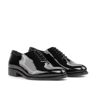 Ambrogio Handmade Men's Shoes Black Patent Leather Wholecut Formal Oxfords (AMB2327)-AmbrogioShoes