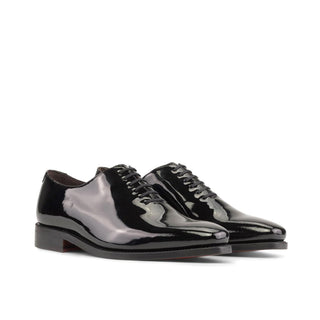 Ambrogio Handmade Men's Shoes Black Patent Leather Wholecut Oxfords (AMB2386)-AmbrogioShoes