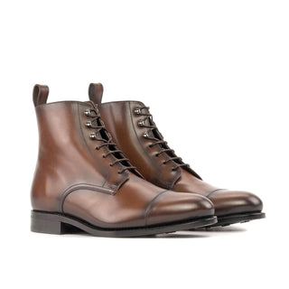 Ambrogio Handmade Men's Shoes Brown Calf-Skin Leather Jumper Boots (AMB2407)-AmbrogioShoes