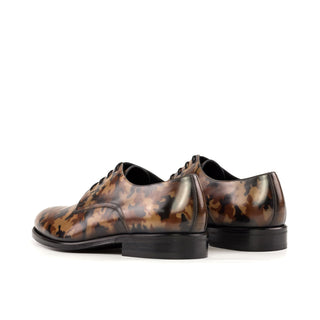 Ambrogio Handmade Men's Shoes Brown Camo Patina Leather Derby (AMB2352)-AmbrogioShoes