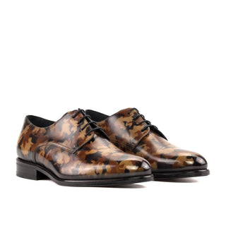 Ambrogio Handmade Men's Shoes Brown Camo Patina Leather Derby (AMB2352)-AmbrogioShoes
