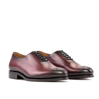 Ambrogio Handmade Men's Shoes Burgundy Calf-Skin Leather Whole-cut Oxfords (AMB2278)-AmbrogioShoes