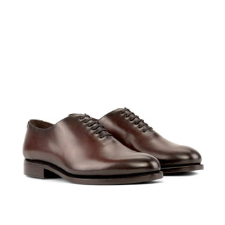 Ambrogio Handmade Men's Shoes Burgundy Calf-Skin Leather Wholecut Oxfords (AMB2298)-AmbrogioShoes