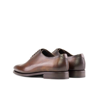 Ambrogio Handmade Men's Shoes Dark Brown Calf-Skin Leather Whole-cut Oxfords (AMB2363)-AmbrogioShoes
