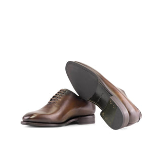 Ambrogio Handmade Men's Shoes Dark Brown Calf-Skin Leather Whole-cut Oxfords (AMB2363)-AmbrogioShoes