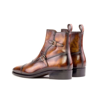 Ambrogio Handmade Men's Shoes Fire Patina Leather Octavian Buckle Boots (AMB2321)-AmbrogioShoes