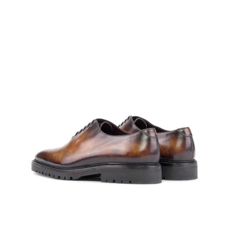 Ambrogio Handmade Men's Shoes Fire Patina Leather Wholecut Oxfords (AMB2406)-AmbrogioShoes