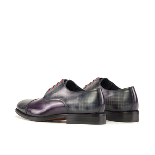 Ambrogio Handmade Men's Shoes Gray & Purple Patina Leather Derby (AMB2424)-AmbrogioShoes
