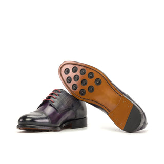 Ambrogio Handmade Men's Shoes Gray & Purple Patina Leather Derby (AMB2424)-AmbrogioShoes