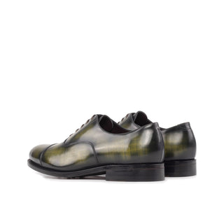 Ambrogio Handmade Men's Shoes Khaki Patina Leather Cap-Toe Oxfords (AMB2411)-AmbrogioShoes
