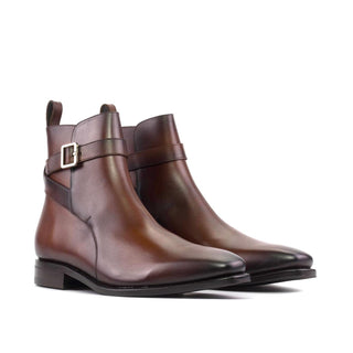 Ambrogio Handmade Men's Shoes Mid Brown Calf-Skin Leather Jodhpur Boots (AMB2396)-AmbrogioShoes