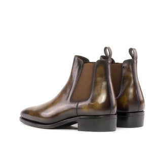 Ambrogio Handmade Men's Shoes Tobacco Patina Leather Chelsea Boots (AMB2320)-AmbrogioShoes